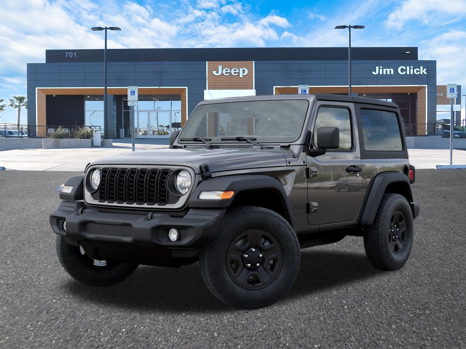 2026 Jeep Wrangler WRANGLER 2-DOOR SPORT in Granite Crystal Metallic Clear-Coat Exterior Paint — front three-quarter view