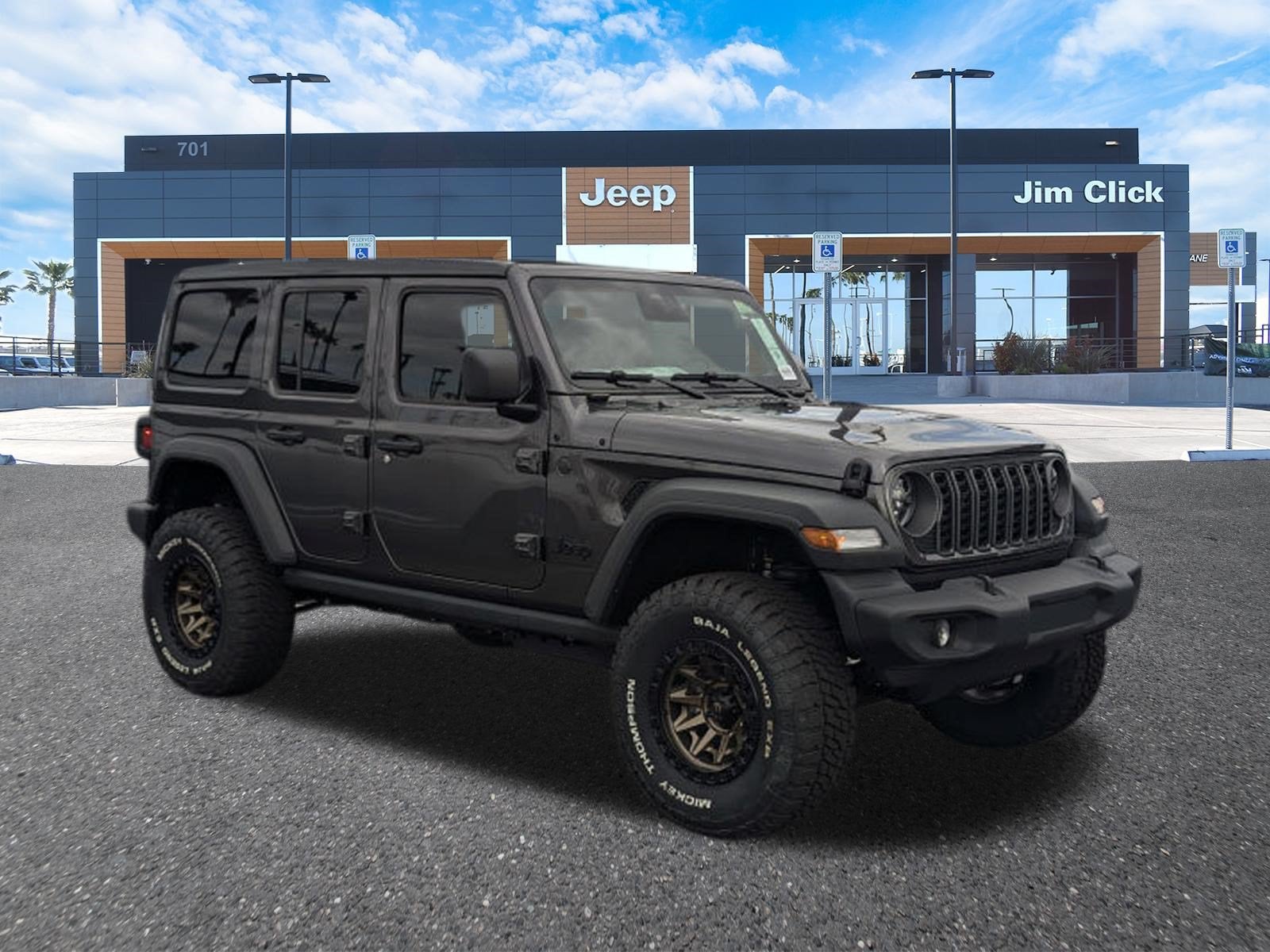 2026 Jeep Wrangler WRANGLER 4-DOOR SPORT S in Granite Crystal Metallic Clear-Coat Exterior Paint — front three-quarter view