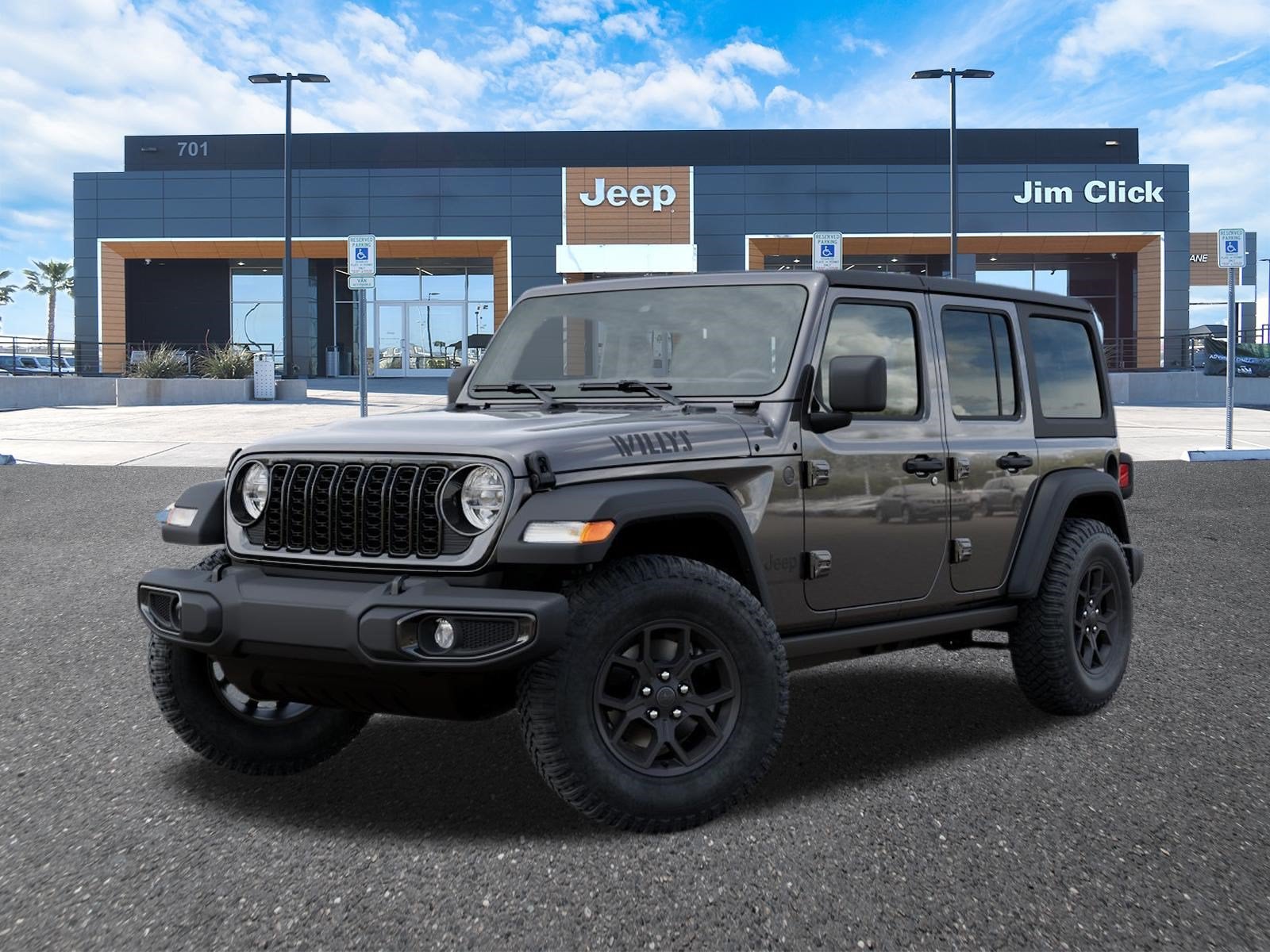 2026 Jeep Wrangler WRANGLER 4-DOOR WILLYS in Granite Crystal Metallic Clear-Coat Exterior Paint — front three-quarter view