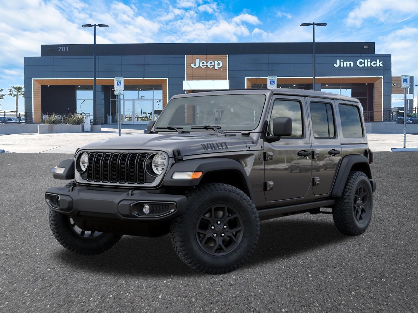 2026 Jeep Wrangler WRANGLER 4-DOOR WILLYS in Granite Crystal Metallic Clear-Coat Exterior Paint — front three-quarter view