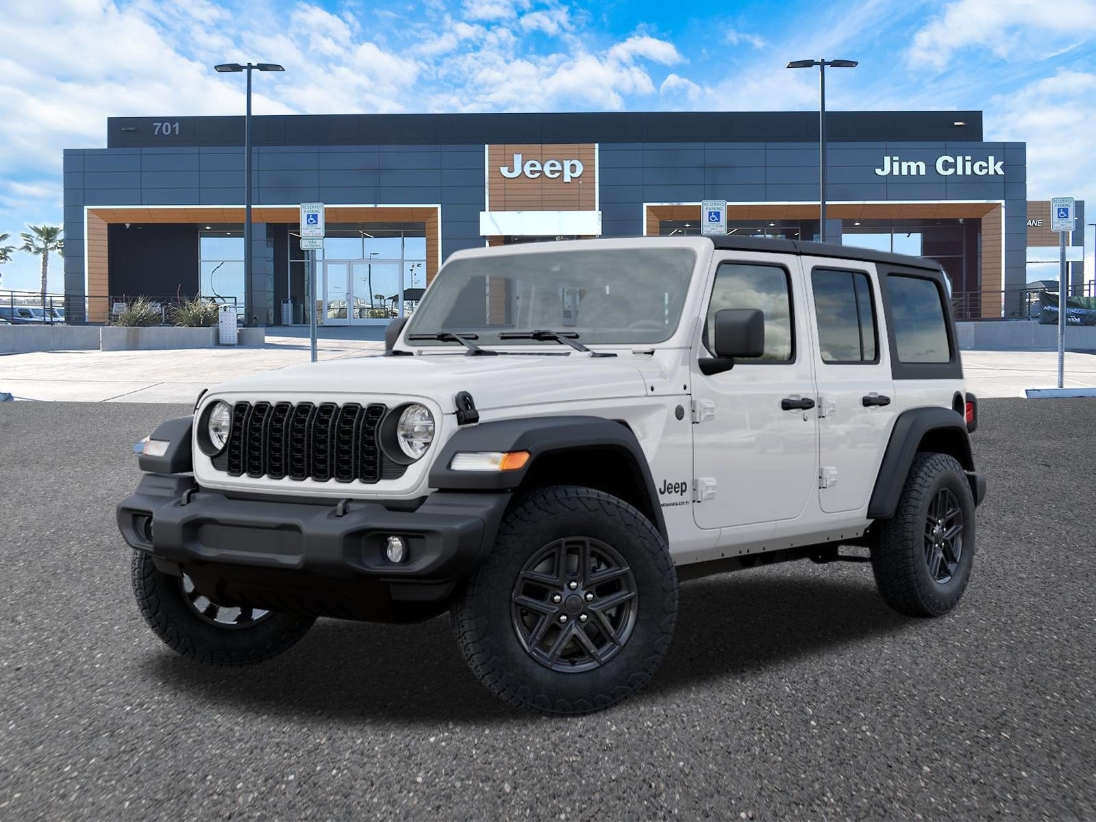 2026 Jeep Wrangler WRANGLER 4-DOOR SPORT S in Bright White Clear-Coat Exterior Paint — front three-quarter view