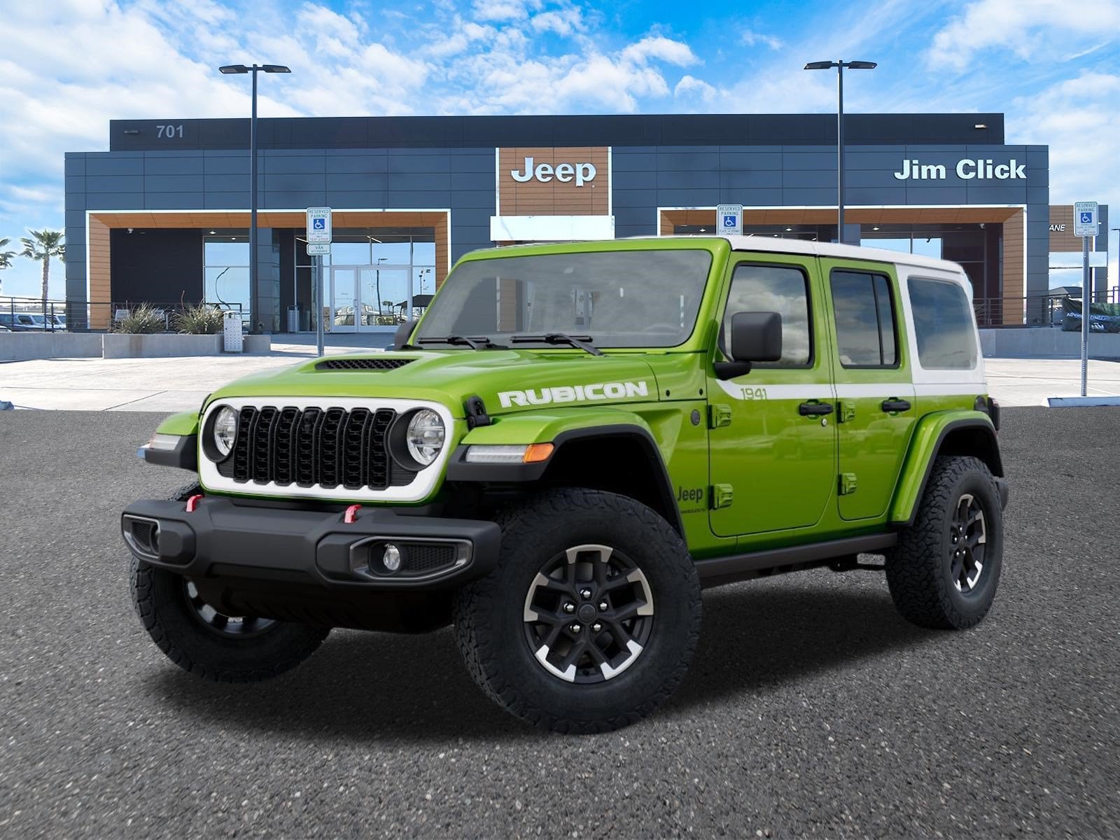 2026 Jeep Wrangler WRANGLER 4-DOOR RUBICON in Mojito Clear-Coat Exterior Paint — front three-quarter view