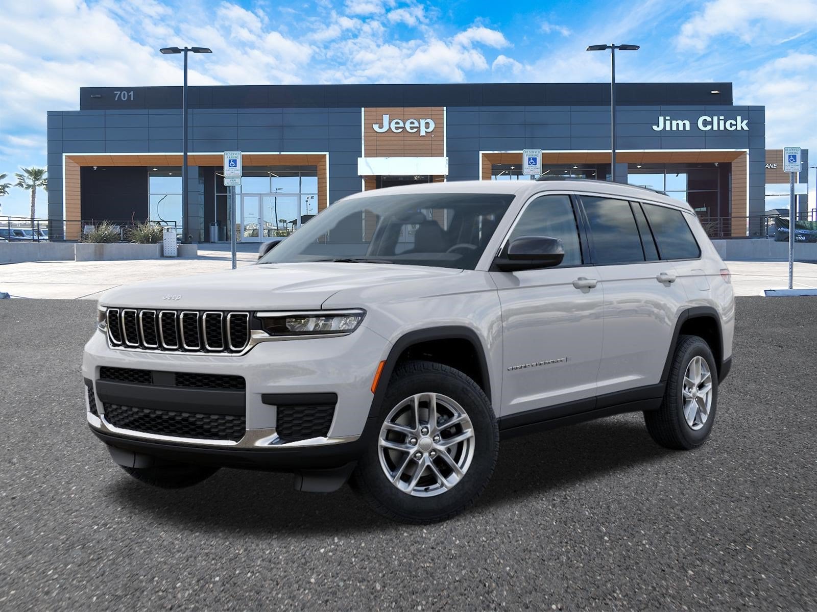 2026 Jeep Grand Cherokee GRAND CHEROKEE L LAREDO X 4X4 in Bright White Clear-Coat Exterior Paint — front three-quarter view