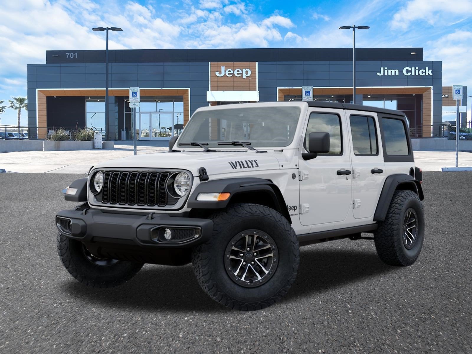2026 Jeep Wrangler WRANGLER 4-DOOR WILLYS in Bright White Clear-Coat Exterior Paint — front three-quarter view