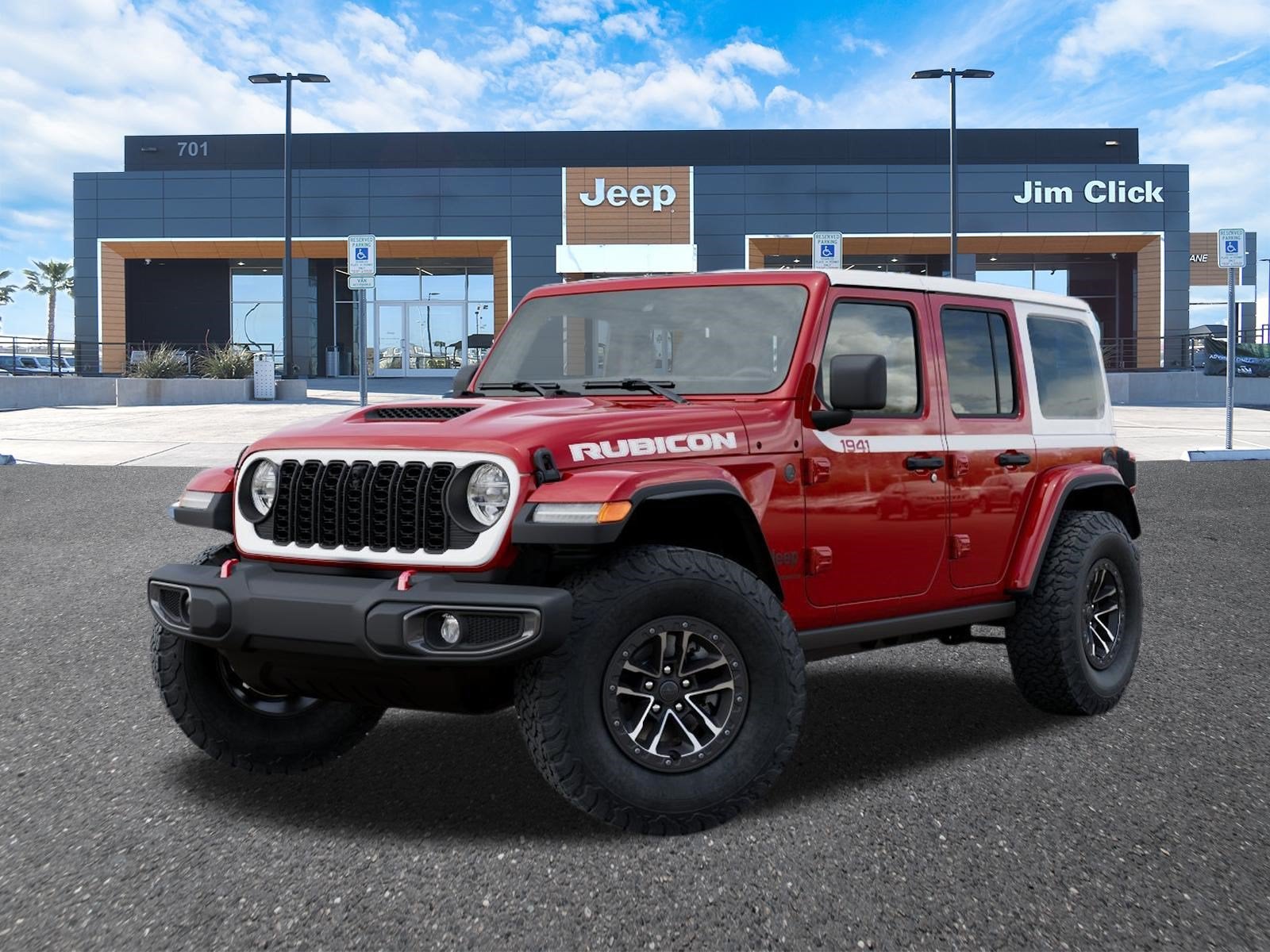 2026 Jeep Wrangler WRANGLER 4-DOOR RUBICON in Firecracker Red Clear-Coat Exterior Paint — front three-quarter view