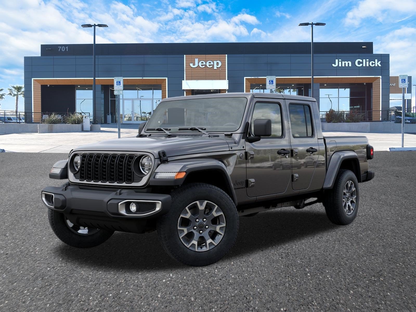 2026 Jeep Gladiator GLADIATOR SAHARA 4X4 in Granite Crystal Metallic Clear-Coat Exterior Paint — front three-quarter view