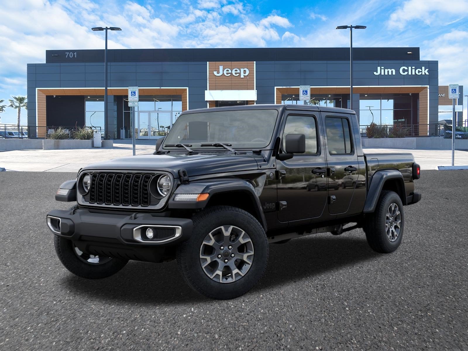 2026 Jeep Gladiator GLADIATOR SAHARA 4X4 in Black Clear-Coat Exterior Paint — front three-quarter view