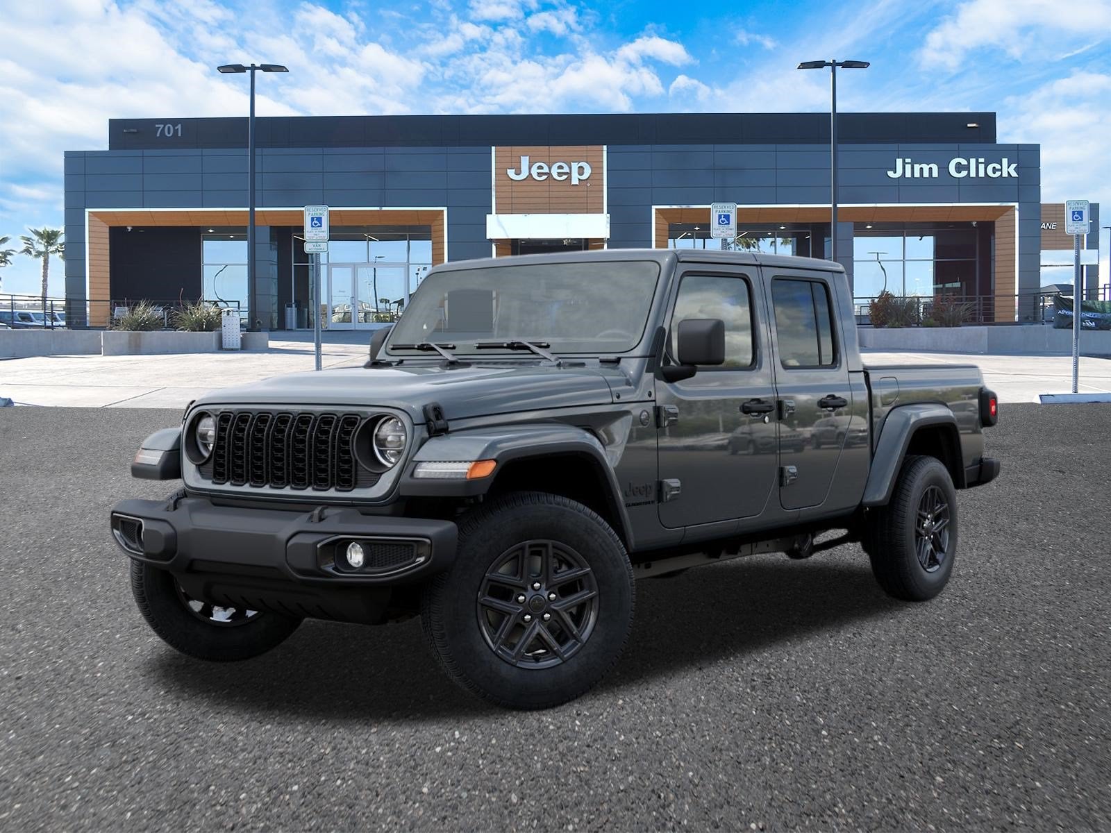 2026 Jeep Gladiator GLADIATOR SPORT S 4X4 in Anvil Clear-Coat Exterior Paint — front three-quarter view