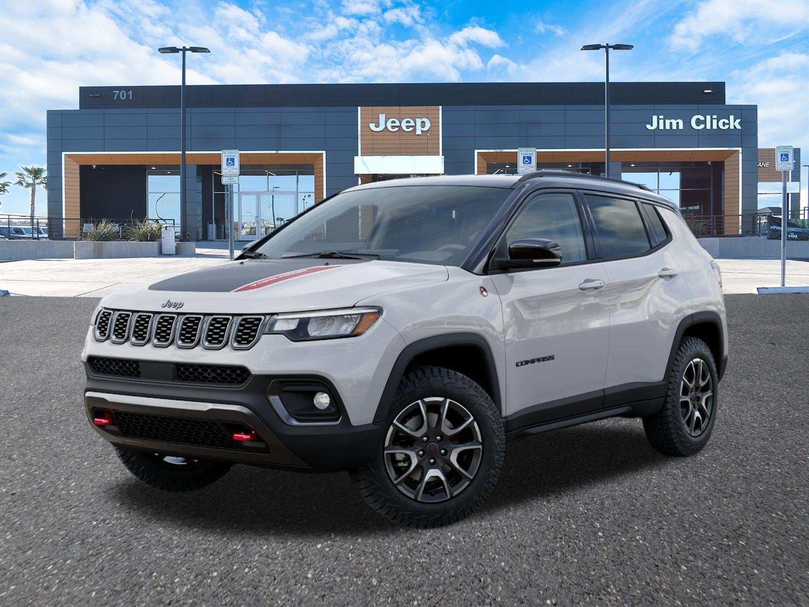 2026 Jeep Compass COMPASS TRAILHAWK 4X4 in Bright White Clear-Coat Exterior Paint — front three-quarter view