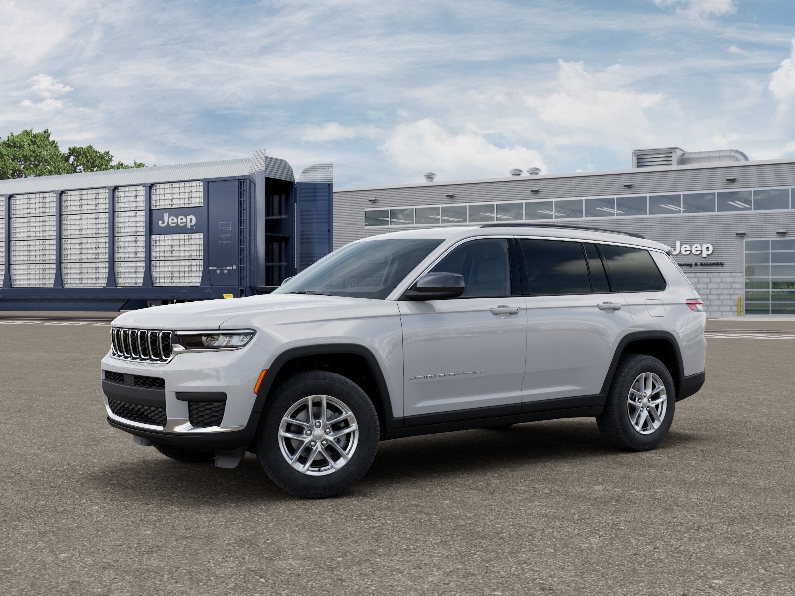 2026 Jeep Grand Cherokee GRAND CHEROKEE L LAREDO X 4X4 in Bright White Clear-Coat Exterior Paint — front three-quarter view