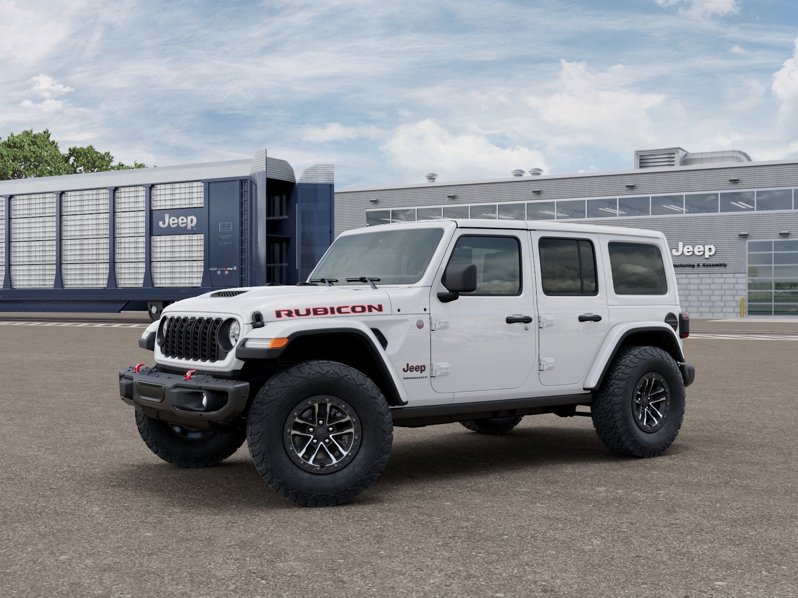 2026 Jeep Wrangler WRANGLER 4-DOOR RUBICON X in Bright White Clear-Coat Exterior Paint — front three-quarter view