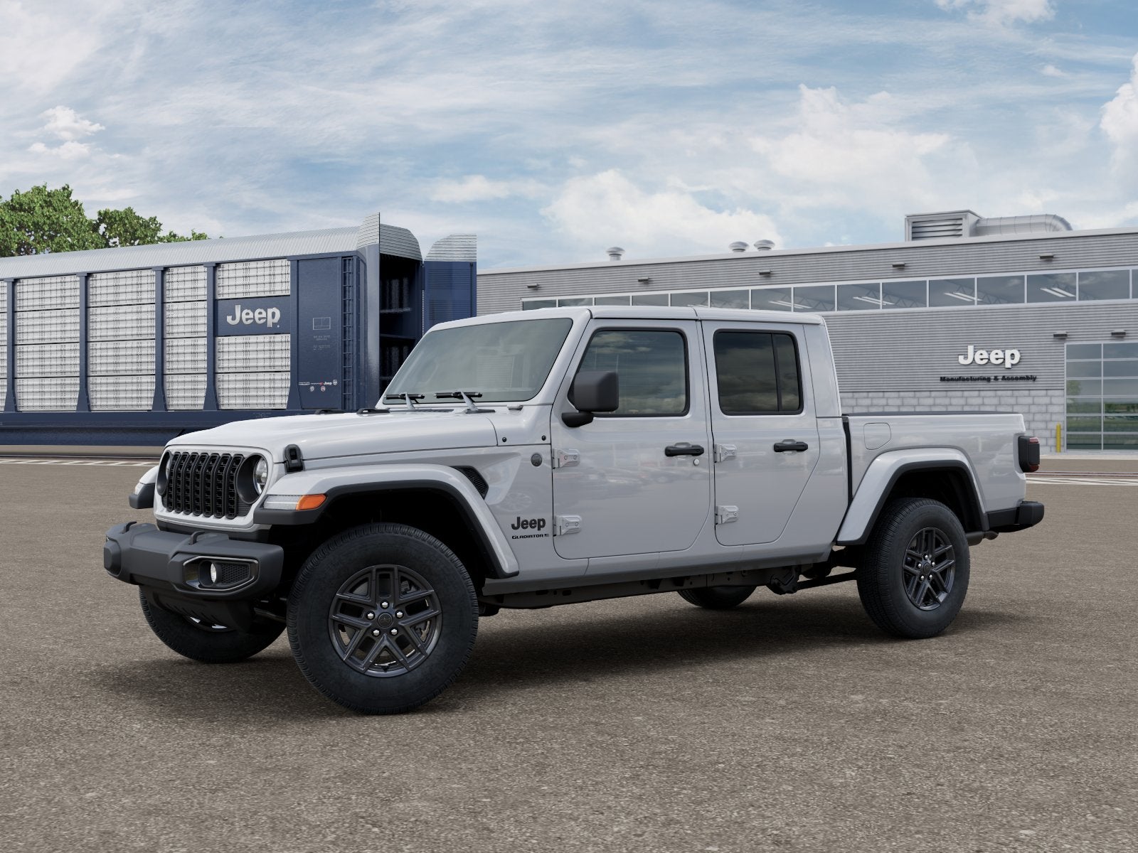 2026 Jeep Gladiator GLADIATOR SPORT S 4X4 in Bright White Clear-Coat Exterior Paint — front three-quarter view