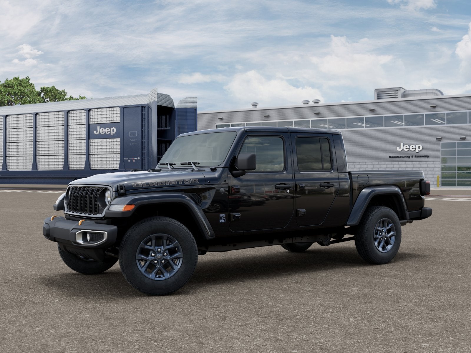 2026 Jeep Gladiator GLADIATOR 85TH ANNIVERSARY EDITION 4X4 in Black Clear-Coat Exterior Paint — front three-quarter view