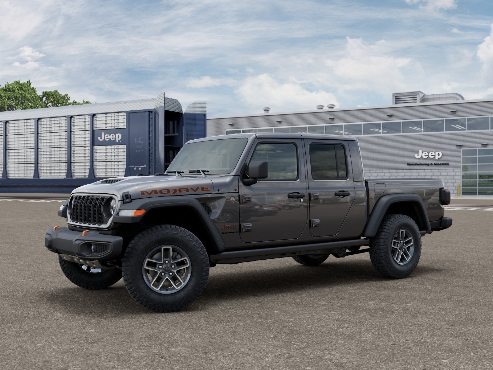 2026 Jeep Gladiator GLADIATOR MOJAVE 4X4 in Granite Crystal Metallic Clear-Coat Exterior Paint — front three-quarter view