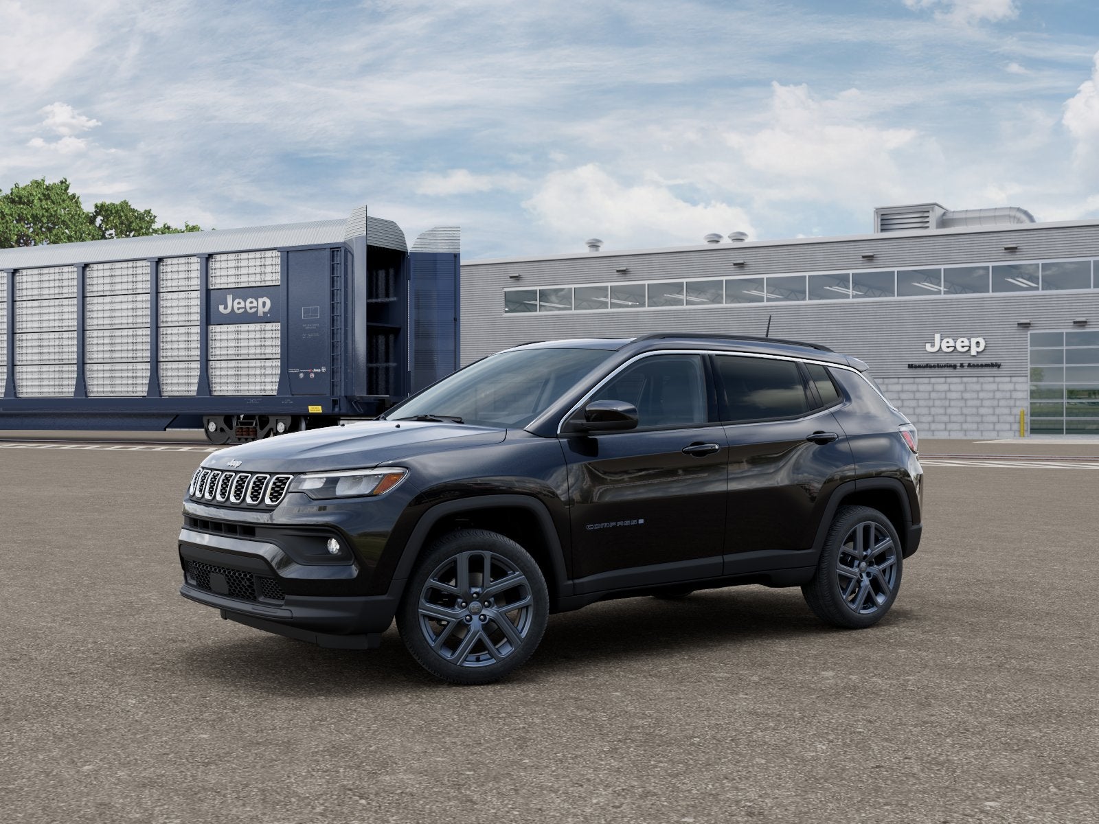 2026 Jeep Compass COMPASS 85TH ANNIVERSARY EDITION 4X4 in Diamond Black Crystal Pearl-Coat Exterior Paint — front three-quarter view