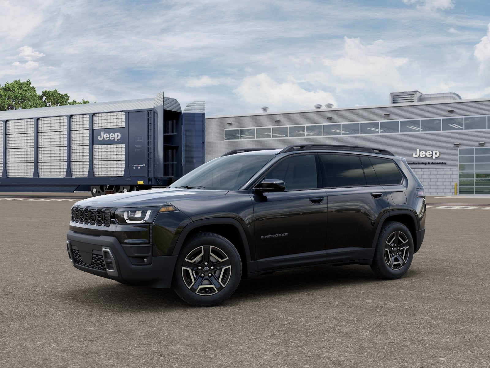 2026 Jeep Cherokee CHEROKEE LAREDO 4X4 in Diamond Black Crystal Pearl-Coat Exterior Paint — front three-quarter view